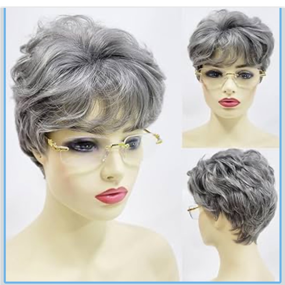 Wave Grey Hair Wigs for Women Natural Look Synthetic